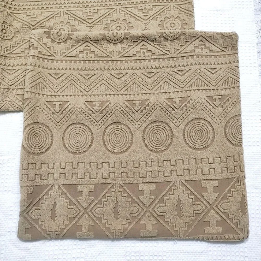 Decorative Textured Tan Throw Pillow Case Set #3